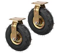 LIQONWAG Lot de 2 Roulettes Pivotantes Robustes de 20,3 Cm Et 25,4 Cm, Pneumatiques En Caoutchouc Avec Freins Latéraux, Double Roulement À Billes, Capacité de Charge de 113 Kg Par Roulette./Fixed/Ø250