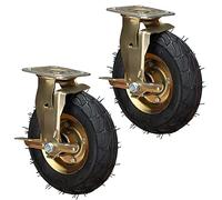 LIQONWAG Lot de 2 Roulettes Pivotantes Robustes de 20,3 Cm Et 25,4 Cm, Pneumatiques En Caoutchouc Avec Freins Latéraux, Double Roulement À Billes, Capacité de Charge de 113 Kg Par Roulette./Brakes/Ø20