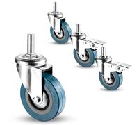 LIQONWAG Lot de 4 Roulettes Pivotantes À 360 Degrés, Frein, Silencieuses, En Pvc, Verrouillables, Charge 80 Kg, Non Marquantes, Pour Meubles Et Établis./Swivel+Brake/65Mm/M10