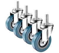LIQONWAG Lot de 4 Roulettes Pivotantes À Double Verrouillage, Tige Filetée M10/M12, 2,5/3 Pouces, Absorption Silencieuse, Repose-Pieds de Rechange/Swivel/75Mm(3In) M12