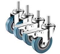 LIQONWAG Lot de 4 Roulettes Pivotantes À Double Verrouillage, Tige Filetée M10/M12, 2,5/3 Pouces, Absorption Silencieuse, Repose-Pieds de Rechange/Swivel+Brake/75Mm(3In) M10
