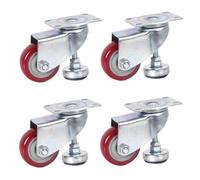 LIQONWAG Lot de 4 Roulettes Pivotantes En Polyuréthane Pour Meubles, Roulettes Pivotantes Réglables/Rosso/4Inch