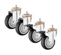 LIQONWAG Lot de 4 Roulettes Pivotantes Industrielles Durables, Tiges Filetées M10/M12 Avec Frein,Usure, Silencieuses, Verrouillables de Sécurité, Pour Chariots Et Établis/M12*25Mm/2.5In