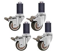 LIQONWAG Lot de 4 Roulettes Pivotantes Robustes Pour Établi, Roulettes de Chariot Avec Frein, Roulettes Pivotantes À 360 Degrés, Roulettes Pour Meubles Industriels/38Tubes