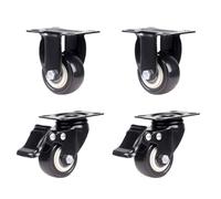 LIQONWAG Lot de 4 Roulettes Pivotantes Silencieuses Et Robustes Avec Freins Pour Meubles, Armoires Et Tables Basses/Black/1.5Inch