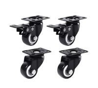 LIQONWAG Lot de 4 Roulettes Pivotantes Universelles Robustes Et Silencieuses Avec Poulie de Frein Pour Meubles/Black/1.5Inch
