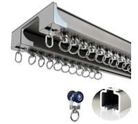 LIQONWAG Rail de Rideau Coulissant Pour Cloison de Séparation de Pièce - Idéal Pour Le Salon, La Chambre, La Douche, L'Intimité, Le Garage Ou Le Camping-Car/Grey/310Cm