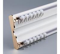 LIQONWAG Rail de Rideau Robuste - Rail Double En Alumipour Plafond, Longueur Personnalisable, Idéal Pour Salon, Salle Den, Chambre - Kit de Rail de Séparation Pour Plafond/Ivory White/500Cm