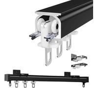 LIQONWAG Rails de Rideaux de Plafond, Montage Au Plafond Ou Au Mur Pour Fenêtres Et Rideaux de Séparation, Rail de Rideau En Alumide 50, 100, 200, 350, 400 Cm, Rail de Rideau Avec Glissières/Black/460