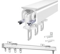 LIQONWAG Rails de Rideaux de Plafond, Montage Au Plafond Ou Au Mur Pour Fenêtres Et Rideaux de Séparation, Rail de Rideau En Alumide 50, 100, 200, 350, 400 Cm, Rail de Rideau Avec Glissières/White/360