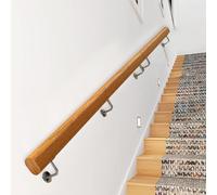 LIQONWAG Rampe D'Escalier En Bois de 1 M, 1,5 M, 2 M, 3,6 M, Rampe D'Escalier Intérieure/Extérieure Avecrt En Acier Inoxydable, Garde-Corps de Sécurité Mural/10Ft/300Cm
