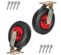 LIQONWAG Roulette Industrielle Robuste En Caoutchouc, Roulette Pivotante Pneumatique, 8/10 Po, Avec Freins Latéraux Et Vis, Pour Chariot, Chariots, Meubles, Établis/Swivel/200Mm/8In