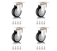 LIQONWAG Roulettes de Rechange Robustes - Lot de 4, 3 Roulettes Pivotantes En Caoutchouc Thermoplastique À Double Verrouillage, Pour Chariots Et Meubles./Swivel+Swivel/100Mm/4In