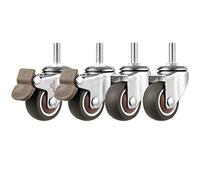 LIQONWAG Roulettes Pivotantes 1,5 Pouce À Tige Filetée M8 X 20 Mm, Diamètre 38 Mm, Roulettes En Caoutchouc Tpe, Roulettes Mobiles Pour Chariot de Courses, Capacité de Charge Totale 75 Kg, Lot de 4/Bra