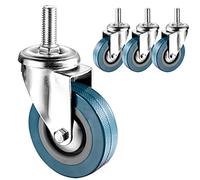 LIQONWAG Roulettes Pivotantes 2,5 Pouces, 3 Pouces, Tige Filetée M10/M12, Roulettes Silencieuses À Double Verrouillage, Lot de 4, Charge 122 Kg Pour Meubles Et Outils de Bricolage/Swivel/75Mm(3In)M12