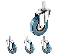 LIQONWAG Roulettes Pivotantes 2,5 Pouces Et 3 Pouces À Tige Filetée M10 M12, Silencieuses Et Avec Freins, Double Verrouillage Pour Meubles,Rts de Bricolage, Lot de 4/Swivel/65Mm(2.5In) M10