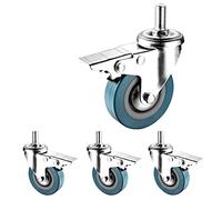 LIQONWAG Roulettes Pivotantes 2,5 Pouces Et 3 Pouces À Tige Filetée M10 M12, Silencieuses Et Avec Freins, Double Verrouillage Pour Meubles,Rts de Bricolage, Lot de 4/Brake/75Mm(3In) M10