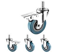 LIQONWAG Roulettes Pivotantes 2,5 Pouces Et 3 Pouces À Tige Filetée M10 M12, Silencieuses Et Avec Freins, Double Verrouillage Pour Meubles,Rts de Bricolage, Lot de 4/Swivel+Brake/65Mm(2.5In) M10