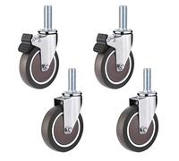 LIQONWAG Roulettes Pivotantes de 4 Pouces, Roulettes de Chariot Caoutchoutées de 100 Mm, Tige Filetée M10 X 25 Mm, Cache-Poussière, Roulettes Robustes de Remplacement Pour Chariots de Courses, Meubles