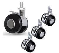 LIQONWAG Roulettes Pivotantes Pour Meubles 50 Mm, 4 Pièces, Tige Filetée, Roulettes de Rechange Avec Frein, Roulettes Doubles Non Marquantes/M8