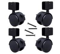 LIQONWAG Roulettes Pivotantes Pour Meubles de Maison, Avec Taquet de Poulie Et Frein, Lot de 4/Black/2Inch