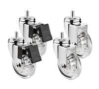 LIQONWAG Roulettes Pivotantes Pour Meubles, Lot de 4, Roulettes En Caoutchouc Pu Transparent, Roulettes Pivotantes Sans Frein, Roulettes de Rechange Pour Chariot Et Lit/2 Braked+2 Swivel/3In-M10*15Mm