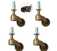 LIQONWAG Roulettes Pivotantes Robustes, Roulettes Pour Meubles, Roulettes Pivotantes À Tige Pivotante, Roulettes de Meubles En Nylon Vintage, Bronze Huilé, Silencieuses, 4 Pièces, Avec Tige de Piston