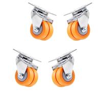 LIQONWAG Roulettes Pivotantes Silencieuses À Double Rangée, Roulettes Universelles, Roulettes En Caoutchouc, Poulies Pour Meubles, Lot de 4/Orange/1.5Inch