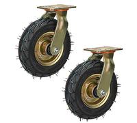 LIQONWAG Roulettes Pneumatiques Robustes En Caoutchouc, Lot de 2 (8 Et 10 Pouces), Silencieuses Et Absorbantes, Avec Double Roulement À Billes Et Freins Latéraux./Swivel/Ø200Mm/8In