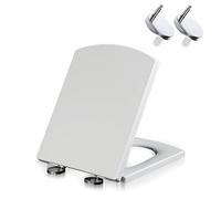 LIQONWAG Siège de Toilette Carré Comfort Fit, Fermeture Lente, Charnières À Dégagement Rapide Et Pare-Chocs Antidérapants/345 * 430Mm