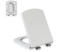 LIQONWAG Siège de Toilette Carré, Siège de Toilette À Fermeture Douce, Siège de Toilette À Fermeture Lente, Couvercle Et Siège de Toilette Avec Charnière Métallique Réglable À 360°, Démontage Rapide E