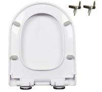 LIQONWAG Siège de Toilette En Forme de D/U À Fermeture Lente Avec Charnière Réglable À 360° Et Dégagement Rapide En Un Clic Pour Une Installation Et Un Nettoyage Faciles, Ne Se Desserre Jamais, Matéri