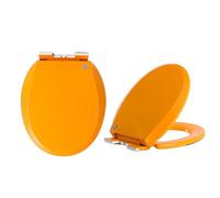 LIQONWAG Siège de Toilette Rond À Fermeture Douce Et Colorée - Matériau Pp Épais Siège de Toilette À Fermeture Douce Et Colorée - Siège de Toilette Rond À Fermeture Lente Et À Dégagement Rapide/Orange