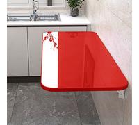 LIQONWAG Table Pliante Murale À Abattant, Bureau Mural Pliant, Table Pliante Murale Pour Buanderie, Établi Mural Flottant, Pour Buanderie, Bureau Mural Rabattable Pour Petit Espace/Red/120*40Cm/47*16I