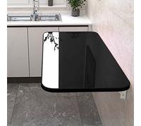 LIQONWAG Table Pliante Murale À Abattant, Bureau Mural Pliant, Table Pliante Murale Pour Buanderie, Établi Mural Flottant, Pour Buanderie, Bureau Mural Rabattable Pour Petit Espace/Black/90*40Cm/35*16