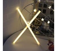 LIQS LED Lettre Néon Signe,Alimentation Par Batterie et USB Lampe de Nuit au Néon Décoration Néon Sign Wall Light Chambre D'enfant (X, Blanc chaud)