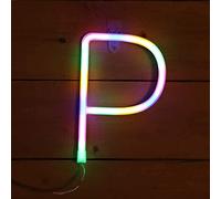 LIQS LED Lettre Néon Signe,Alimentation Par Batterie et USB Lampe de Nuit au Néon Décoration Néon Sign Wall Light Chambre D'enfant (P, Multicolore)