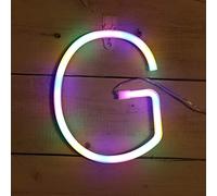 LIQS LED Lettre Néon Signe,Alimentation Par Batterie et USB Lampe de Nuit au Néon Décoration Néon Sign Wall Light Chambre D'enfant (G, Multicolore)