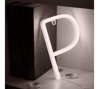 LIQS LED Lettre Néon Signe,Alimentation Par Batterie et USB Lampe de Nuit au Néon Décoration Néon Sign Wall Light Chambre D'enfant (P, Blanc)