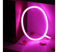 LIQS LED Lettre Néon Signe,Alimentation Par Batterie et USB Lampe de Nuit au Néon Décoration Néon Sign Wall Light Chambre D'enfant (Q, Couleur rose)