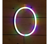 LIQS LED Lettre Néon Signe,Alimentation Par Batterie et USB Lampe de Nuit au Néon Décoration Néon Sign Wall Light Chambre D'enfant (O, Multicolore)