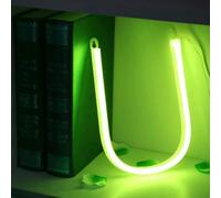 LIQS LED Lettre Néon Signe,Alimentation Par Batterie et USB Lampe de Nuit au Néon Décoration Néon Sign Wall Light Chambre D'enfant (U, Vert)