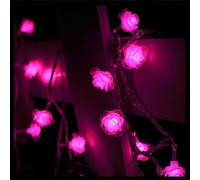 LIQS Lumières de chaîne de fleurs,Alimenté par Batterie 4M 40LED Rose Fleur Fée Lumière Avec 2 Modes D'éclairage Fleur Lumières De Noël (Rose)