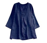 Liquette Femme - Chemise Oversize Femme, Chemise Décontractée Ample À Manches Longues Et Col en Vs (Blue 4XL)