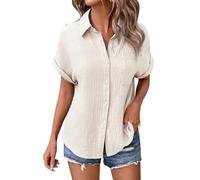 Liquette Femme - Respirant Été Chic et Élégant Chemisiers Chemisier Manches Courtes Souple Décontracté Blouse Confortable Courte Top Col en V Legere Chemise