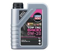 LIQUI MOLY Huile moteur Top Tec 0W-20 ACEA C5 6400 1 L Compatible avec RENAULT Kangoo II Express FW, FW0/1 Kangoo II/Grand Kangoo KW, KW0/1 Trafic III Van FG Megane IV 3/5 portes B9A/M/N