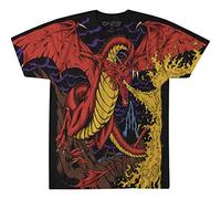 Liquid Blue Dragon Vintage All Over Print Short Sleeve T-Shirt, Noir, L Mixte