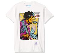 Liquid Blue Jimi Hendrix Pop Art 'Scuse Me While I Kiss The Sky T-Shirt, Blanc, XL