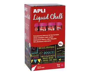 Liquid Chalk Lot de 12 feutres à pointe ronde Rose 5,5 mm