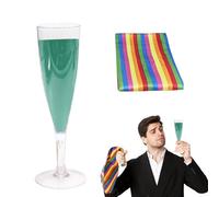 Liquid Color Change Magic - Gobelet acrylique de 21,8 cm + ensemble d'écharpes en tissu | Tripes de magie pour adultes avec gimmick pour spectacle sur scène, mariage, fête, performance | Accessoires
